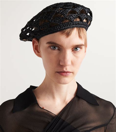 prada beret with letters|Tan/black Crochet Beret .